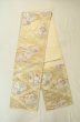 Photo1: P0206A Vintage Japanese Kimono  Shiny Gold  FUKURO OBI sash Peony Silk. (Grade B) (1)