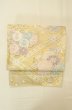 Photo2: P0206A Vintage Japanese Kimono  Shiny Gold  FUKURO OBI sash Peony Silk. (Grade B) (2)