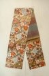 Photo1: P0206B Vintage Japanese Kimono Shiny Grayish Multi Color  FUKURO OBI sash SAKURA cherry blossom Silk. (Grade B) (1)