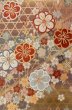 Photo4: P0206B Vintage Japanese Kimono Shiny Grayish Multi Color  FUKURO OBI sash SAKURA cherry blossom Silk. (Grade B) (4)
