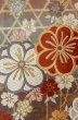 Photo5: P0206B Vintage Japanese Kimono Shiny Grayish Multi Color  FUKURO OBI sash SAKURA cherry blossom Silk. (Grade B) (5)