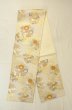 Photo1: P0206C Vintage Japanese Kimono   Off White  FUKURO OBI sash Flower circle Silk. (Grade B) (1)