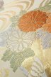 Photo10: P0206C Vintage Japanese Kimono   Off White  FUKURO OBI sash Flower circle Silk. (Grade B) (10)
