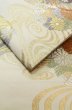 Photo11: P0206C Vintage Japanese Kimono   Off White  FUKURO OBI sash Flower circle Silk. (Grade B) (11)