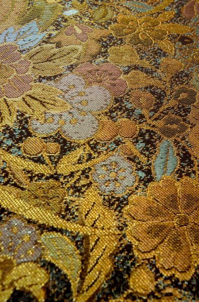 Photo10: Mint P0206D Vintage Japanese Kimono  Shiny Multi Color  FUKURO OBI sash SAKURA cherry blossom Silk. (Grade A) (10)