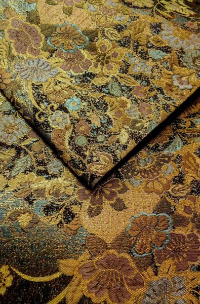 Photo11: Mint P0206D Vintage Japanese Kimono  Shiny Multi Color  FUKURO OBI sash SAKURA cherry blossom Silk. (Grade A) (11)