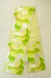 Photo1: P0206E Vintage Japanese Kimono  Pale Yellowish Green  FUKURO OBI sash Leaf Silk. (Grade B) (1)