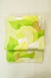 Photo2: P0206E Vintage Japanese Kimono  Pale Yellowish Green  FUKURO OBI sash Leaf Silk. (Grade B) (2)