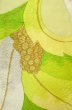 Photo5: P0206E Vintage Japanese Kimono  Pale Yellowish Green  FUKURO OBI sash Leaf Silk. (Grade B) (5)