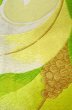 Photo7: P0206E Vintage Japanese Kimono  Pale Yellowish Green  FUKURO OBI sash Leaf Silk. (Grade B) (7)