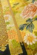 Photo10: Mint P0206F Vintage Japanese Kimono  Shiny Gold  FUKURO OBI sash Peony Silk. (Grade A) (10)