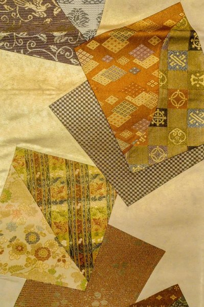 Photo3: Mint P0206G Vintage Japanese Kimono  Pale Multi Color  FUKURO OBI sash Peony Silk. (Grade A) (3)