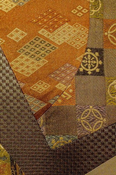 Photo7: Mint P0206G Vintage Japanese Kimono  Pale Multi Color  FUKURO OBI sash Peony Silk. (Grade A) (7)