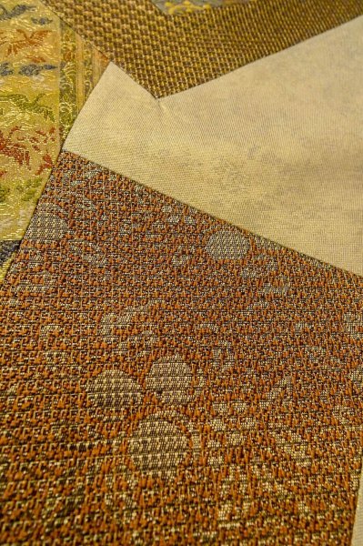 Photo10: Mint P0206G Vintage Japanese Kimono  Pale Multi Color  FUKURO OBI sash Peony Silk. (Grade A) (10)