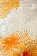Photo4: P0206H Vintage Japanese Kimono  Shiny Off White  FUKURO OBI sash Chrysanthemum Silk. (Grade A) (4)
