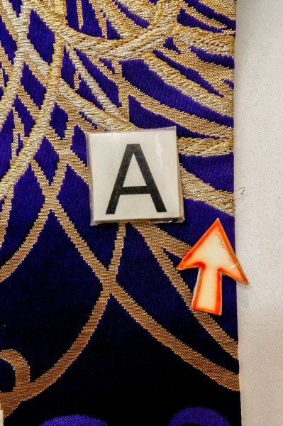 Photo12: P0206I Vintage Japanese Kimono  Vivid Purple  FUKURO OBI sash Chrysanthemum Silk. (Grade B) (12)