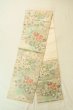 Photo1: P0206K Vintage Japanese Kimono  Shiny Off White  FUKURO OBI sash Flower Silk. (Grade A) (1)