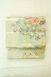 Photo2: P0206K Vintage Japanese Kimono  Shiny Off White  FUKURO OBI sash Flower Silk. (Grade A) (2)