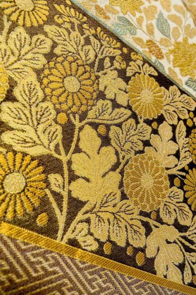 Photo10: P0206L Vintage Japanese Kimono   White  FUKURO OBI sash SAKURA cherry blossom Silk. (Grade A) (10)