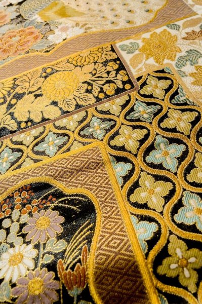 Photo11: P0206L Vintage Japanese Kimono   White  FUKURO OBI sash SAKURA cherry blossom Silk. (Grade A) (11)