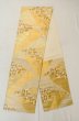 Photo1: P0206N Vintage Japanese Kimono  Shiny Gold  FUKURO OBI sash Peony Silk. (Grade B) (1)