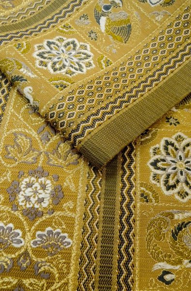 Photo11: Mint P0206O Vintage Japanese Kimono  Dark Olive  FUKURO OBI sash Phoenix Silk. (Grade A) (11)