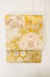 Photo2: P0206P Vintage Japanese Kimono  Light Gold  FUKURO OBI sash Flower Silk. (Grade B) (2)