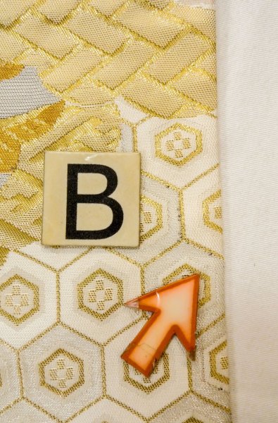 Photo17: P0206P Vintage Japanese Kimono  Light Gold  FUKURO OBI sash Flower Silk. (Grade B) (17)