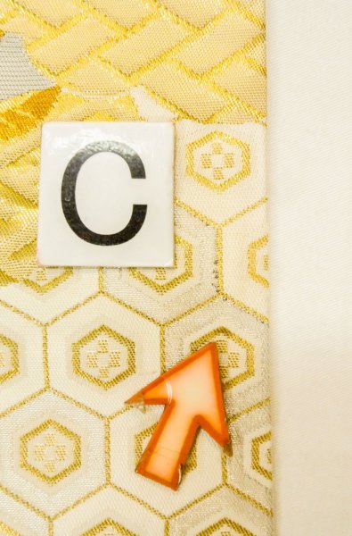 Photo18: P0206P Vintage Japanese Kimono  Light Gold  FUKURO OBI sash Flower Silk. (Grade B) (18)