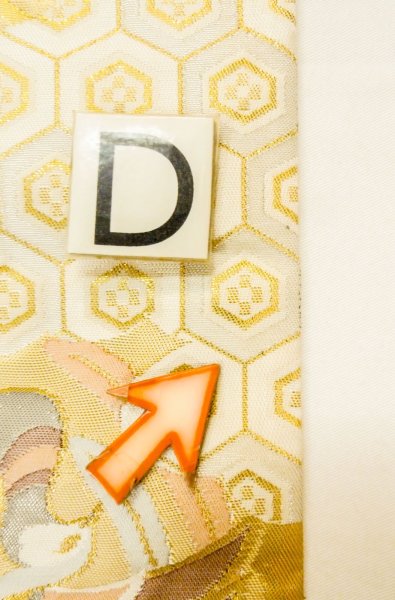 Photo19: P0206P Vintage Japanese Kimono  Light Gold  FUKURO OBI sash Flower Silk. (Grade B) (19)