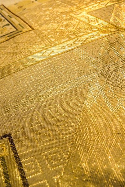 Photo9: P0206Q Vintage Japanese Kimono  Shiny Gold  FUKURO OBI sash Chrysanthemum Silk. (Grade B) (9)