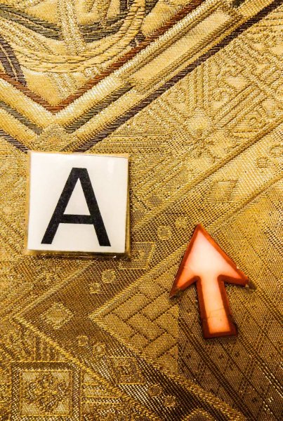 Photo12: P0206Q Vintage Japanese Kimono  Shiny Gold  FUKURO OBI sash Chrysanthemum Silk. (Grade B) (12)