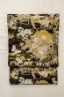 Photo2: P0206R Vintage Japanese Kimono  Shiny Black  FUKURO OBI sash Flower Silk. (Grade A) (2)