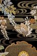 Photo7: P0206R Vintage Japanese Kimono  Shiny Black  FUKURO OBI sash Flower Silk. (Grade A) (7)