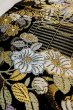 Photo10: P0206R Vintage Japanese Kimono  Shiny Black  FUKURO OBI sash Flower Silk. (Grade A) (10)