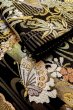 Photo11: P0206R Vintage Japanese Kimono  Shiny Black  FUKURO OBI sash Flower Silk. (Grade A) (11)