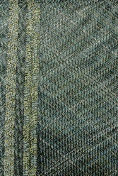 Photo4: Mint P0206S Vintage Japanese Kimono  Dark Teal  FUKURO OBI sash Stripes Silk. (Grade A) (4)