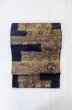 Photo2: P0206W Vintage Japanese Kimono  Dark Indigo Blue  FUKURO OBI sash Chinese flower Silk. (Grade B) (2)