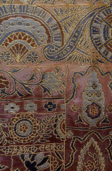 Photo6: P0206W Vintage Japanese Kimono  Dark Indigo Blue  FUKURO OBI sash Chinese flower Silk. (Grade B) (6)