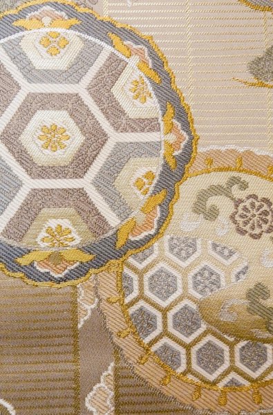 Photo8: P0206X Vintage Japanese Kimono  Pale Wisteria  MARU OBI sash SAKURA cherry blossom Silk. (Grade A) (8)