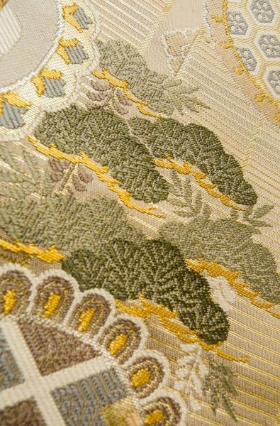 Photo10: P0206X Vintage Japanese Kimono  Pale Wisteria  MARU OBI sash SAKURA cherry blossom Silk. (Grade A) (10)