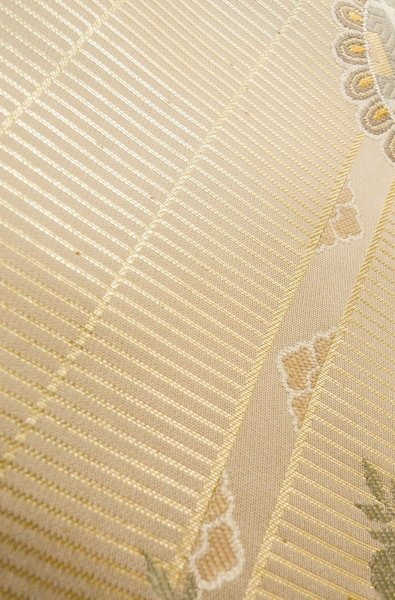 Photo11: P0206X Vintage Japanese Kimono  Pale Wisteria  MARU OBI sash SAKURA cherry blossom Silk. (Grade A) (11)