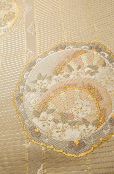 Photo12: P0206X Vintage Japanese Kimono  Pale Wisteria  MARU OBI sash SAKURA cherry blossom Silk. (Grade A) (12)