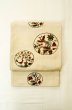 Photo2: P0206Y Vintage Japanese Kimono  Pale Ivory  FUKURO OBI sash Flower Silk. (Grade A) (2)