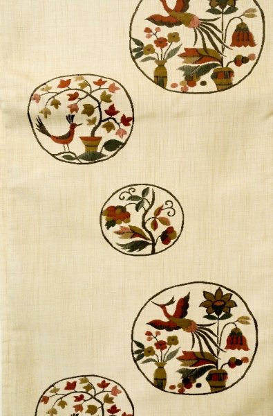 Photo5: P0206Y Vintage Japanese Kimono  Pale Ivory  FUKURO OBI sash Flower Silk. (Grade A) (5)