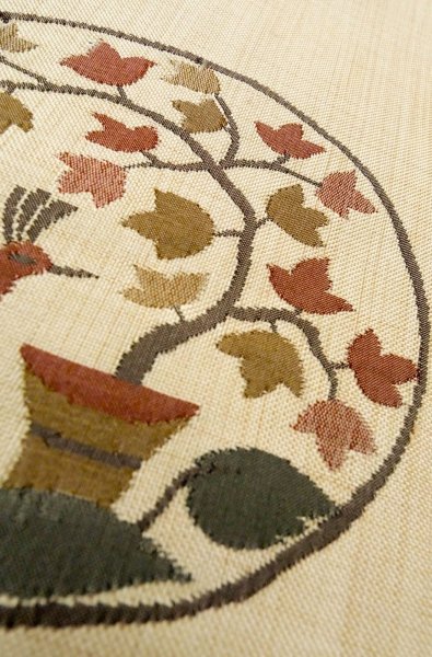 Photo10: P0206Y Vintage Japanese Kimono  Pale Ivory  FUKURO OBI sash Flower Silk. (Grade A) (10)