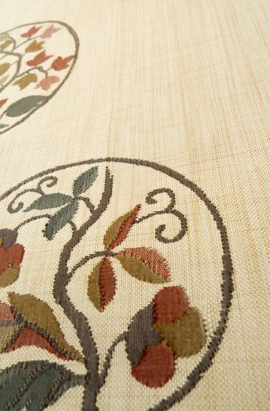 Photo11: P0206Y Vintage Japanese Kimono  Pale Ivory  FUKURO OBI sash Flower Silk. (Grade A) (11)