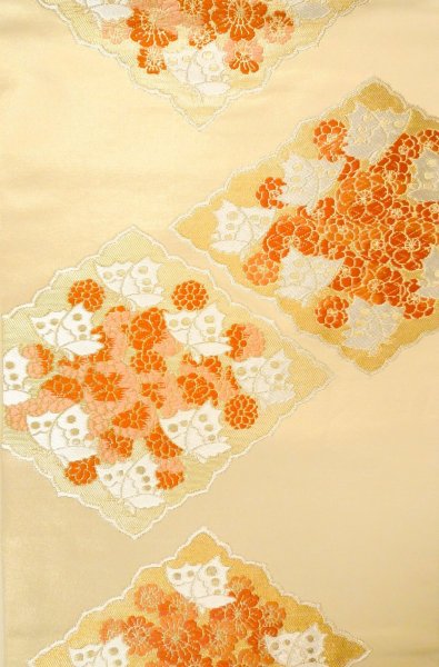 Photo3: P0206Z Vintage Japanese Kimono  Shiny Gold  FUKURO OBI sash Chrysanthemum Silk. (Grade B) (3)