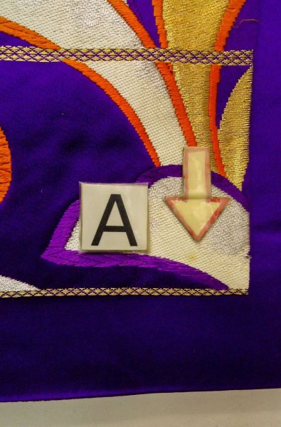 Photo12: P0207B Vintage Japanese Kimono  Vivid Purple  FUKURO OBI sash Arabesque vine Silk. (Grade C) (12)