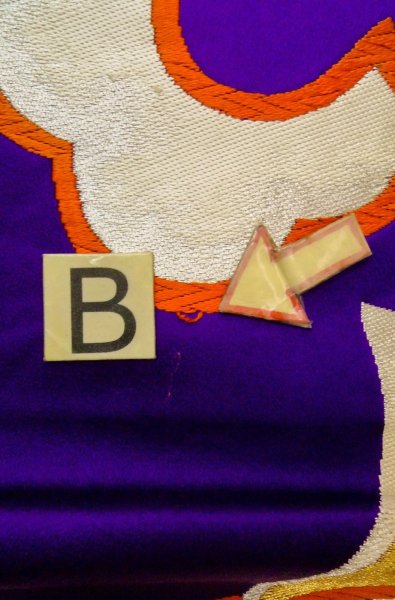 Photo13: P0207B Vintage Japanese Kimono  Vivid Purple  FUKURO OBI sash Arabesque vine Silk. (Grade C) (13)